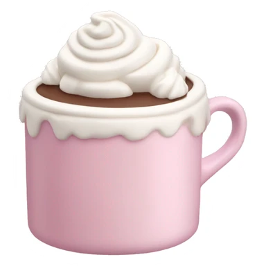 Hot chocolate topped with whipped cream in a pale pink cup sticker