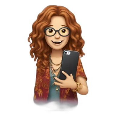 janis joplin speaking with smarphone sticker