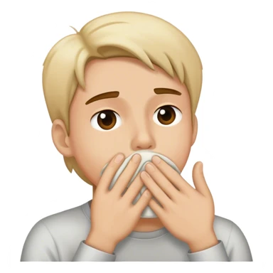 Covering mouth to not throw up sticker