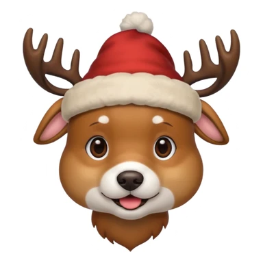 Dog in new yaer deer hat sticker