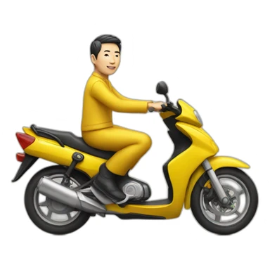 Chinese man on yellow motorbike sticker