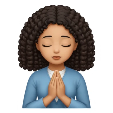 brown girl praying curls black hair and eyes closed sticker