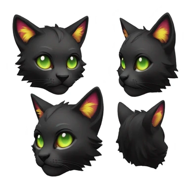 Edgy Shy Anthro cool pretty colorful dark cat-fursona techwear punk black emo-mane sticker