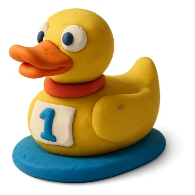cartoon duck for a duck race in claymation style sticker