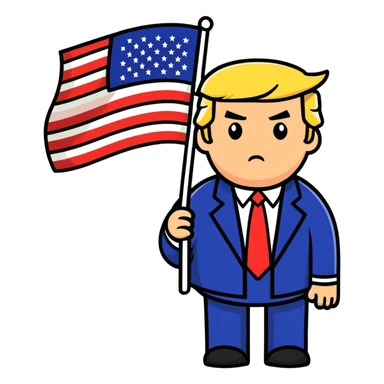 Trump with an American flag sticker