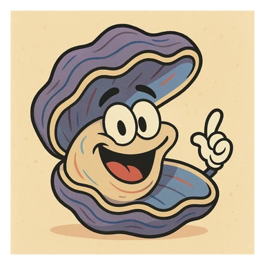 cartoon style oyster, colorful, simple shapes, playful expression sticker