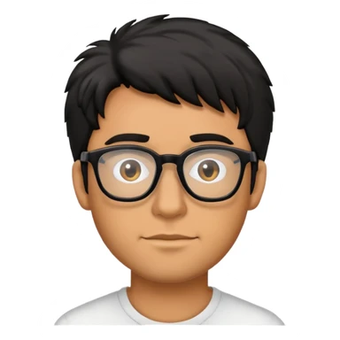 tanned male with black shaggy hair and glasses sticker