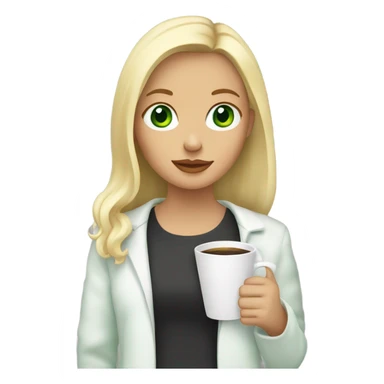 girl with green eyes blonde hair drinking coffee  sticker
