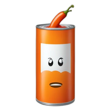 Orange Can of red chili peppers with sauce sticker