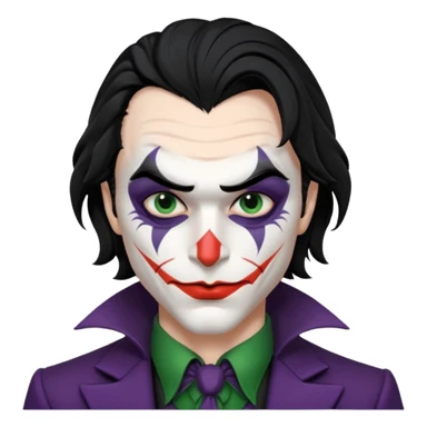 man with black hair black and white joker makeup black clothes sticker