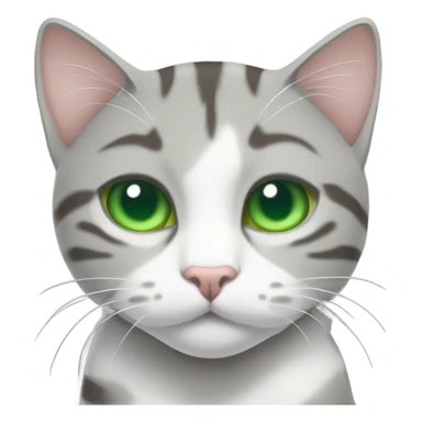 gray and white tabby cat with green eyes laying down sticker