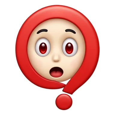 Classic emoji with a red ? and shocked face sticker