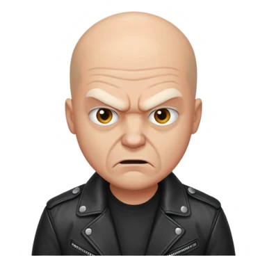 Angry bald man in a leather jacket sticker
