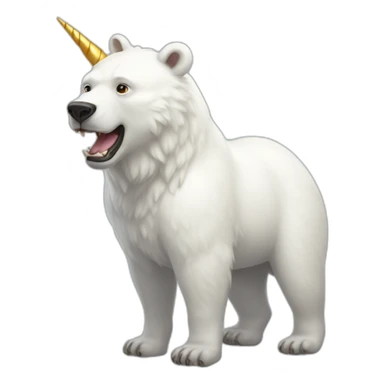 a white bear with half horse half human body wearing a unicorn horn sticker