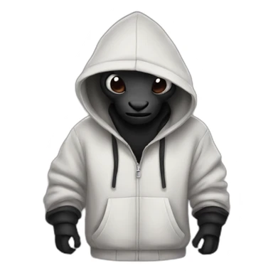 A dark ant wearing a hoodie  sticker