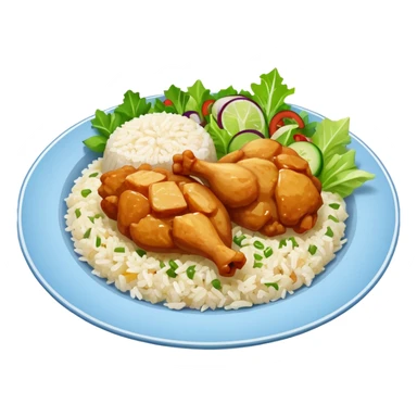 Chicken chunks and rice with salad sticker