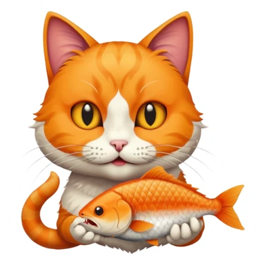 Cat eating fish sticker