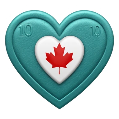 Teal heart with Canadian $10 bill sticker