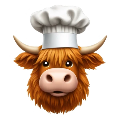 highland cow with chef hat sticker