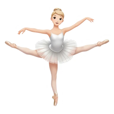 elegant ballerina in a white tutu doing a grand jeté leap sticker