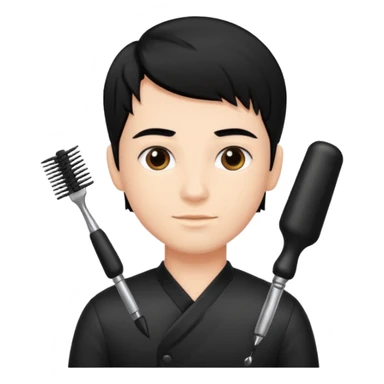 A beautiful boy salon Hairstylist in black hair sticker