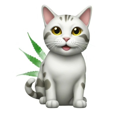 cat with cannabis leaf sticker