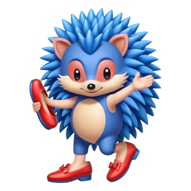 Blue hedgehog with red shoes and peach arms with large quills sticker