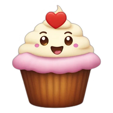 Happy cupcake with a big heart in the background  sticker