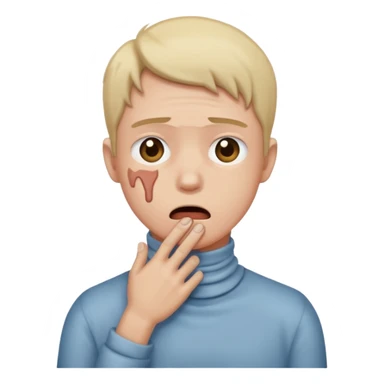 Distressed face with hands choking throat sticker