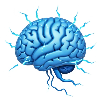 brain with lightning and swirling thoughts sticker