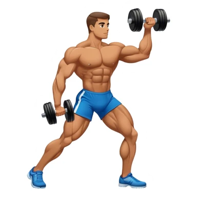 side-view bodybuilder dumbbell lunges sticker