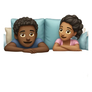 A boy and a girl in their 20s laying on a couch near each other  sticker
