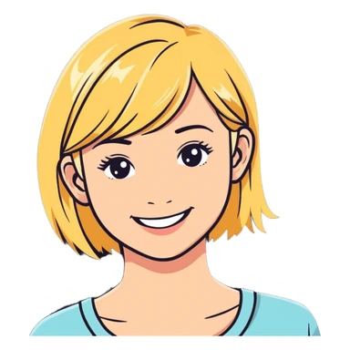 smiling girl with blonde hair sticker