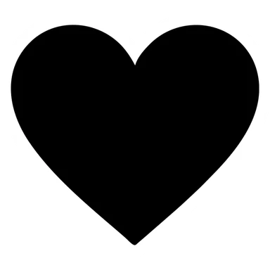Create a solid black heart icon with no outline and no shadow. The design should be very simple, bold, and have no background. sticker