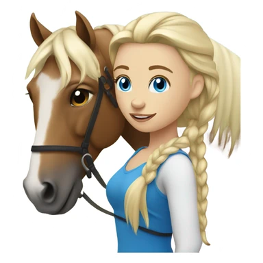 Blonde with blue eyes girl with horse  sticker