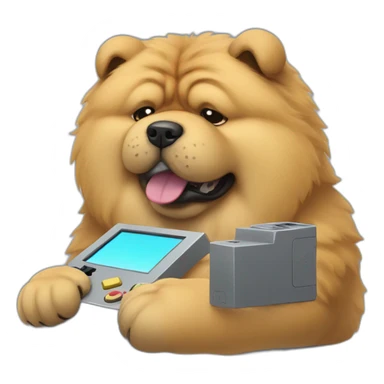 Chow-chow playing Gameboy sticker