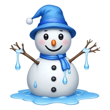 melting snowman with blue hat full body sticker