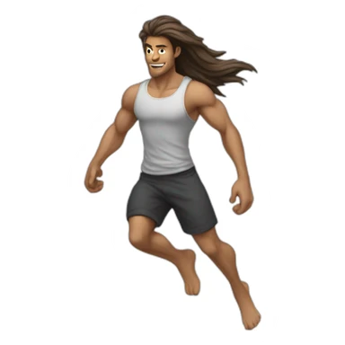 long hair parkour guy bare torso skinny thin sticker