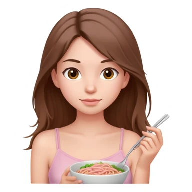 a long brown hair, northeastern girl wearing a soft pink spaghetti top sticker