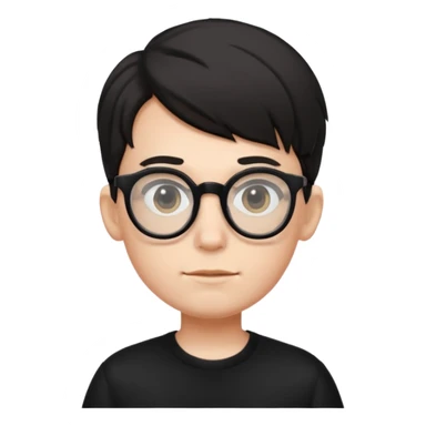 boy with big glasses,black wear sticker