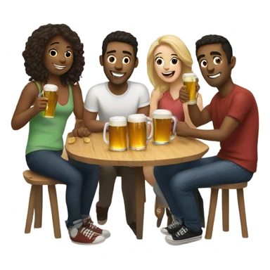A group of friends drinking beers  sticker