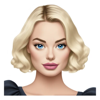Margot Robbie vibes. Hot girly pale blonde with blue eyes and light pink lips wearing YsL. Puffed sleeve shirt sticker