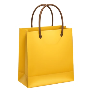 Turn this yellow shopping bag into a single flat emoji.
Keep the bag shape and yellow color.
Remove all text and details.
Simple, cute, Apple-style emoji.
Transparent background. sticker