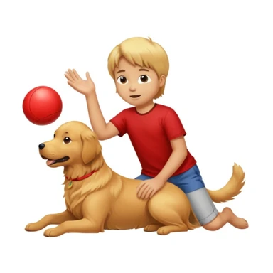kid and dog playing with ball sticker
