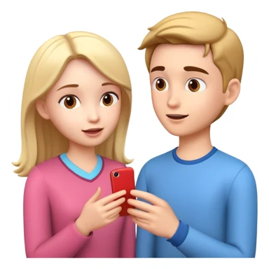 generate realistic detailed boy and girl talks 3d style  sticker