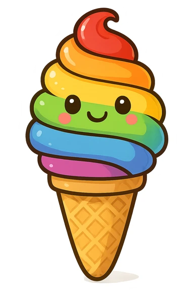 gay pride emoji, rainbow ice cream cone, sweet and colorful sticker