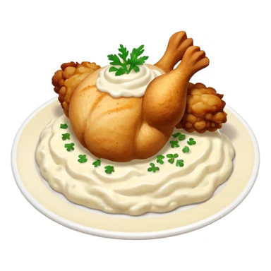 chicken chunks with alfredo sauce and mashed potatoes on the side sticker