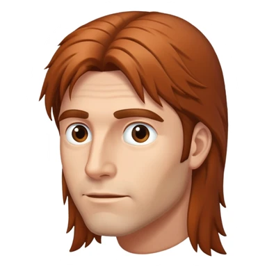 man's head with long gingery brown mullet looking to the left sticker