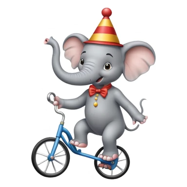 Funny elephant balancing on a tiny tricycle, circus performer sticker