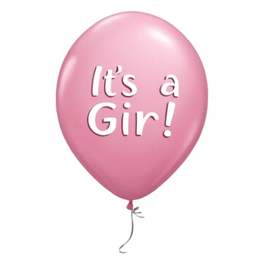 A light pink balloon with a text "it's a girl!!" on it sticker
